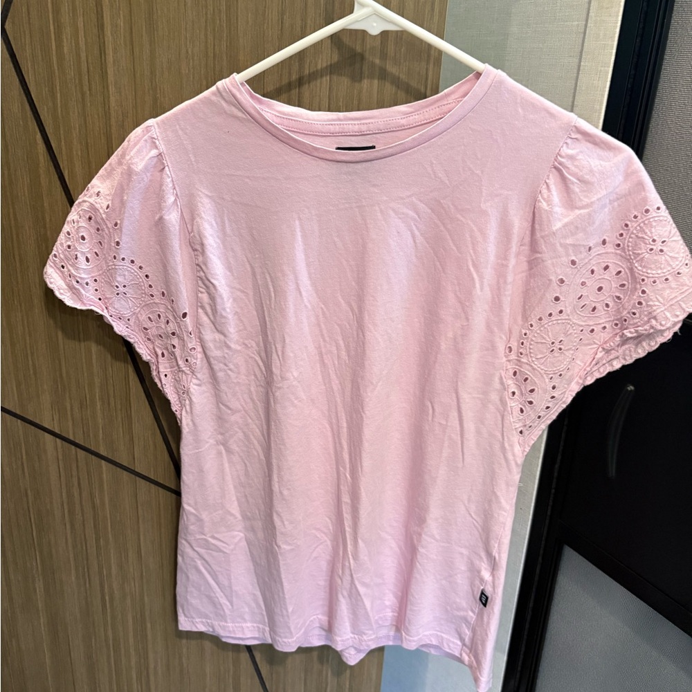 GAP Pink Puff Sleeve Ruffled Blouse